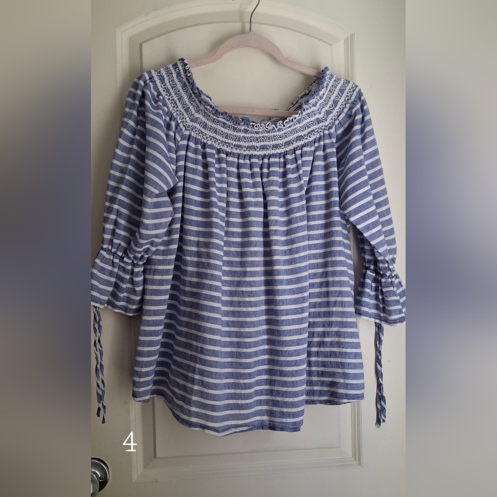 She + Sky babydoll off the shoulder blouse bell Medium y2k basoc boho western